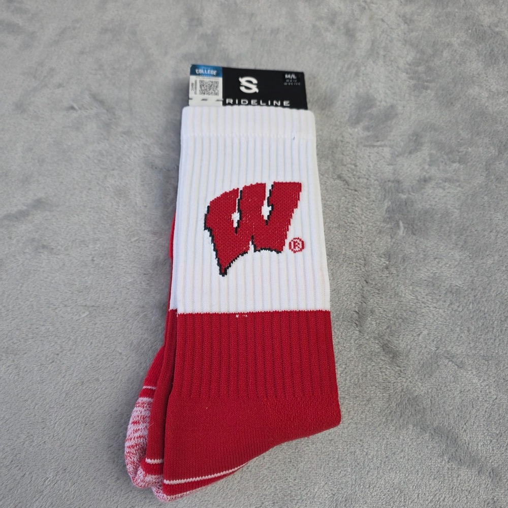 Socks Strideline Wisconsin Badgers Black NCAA M/L College Crew Full Knit Socks